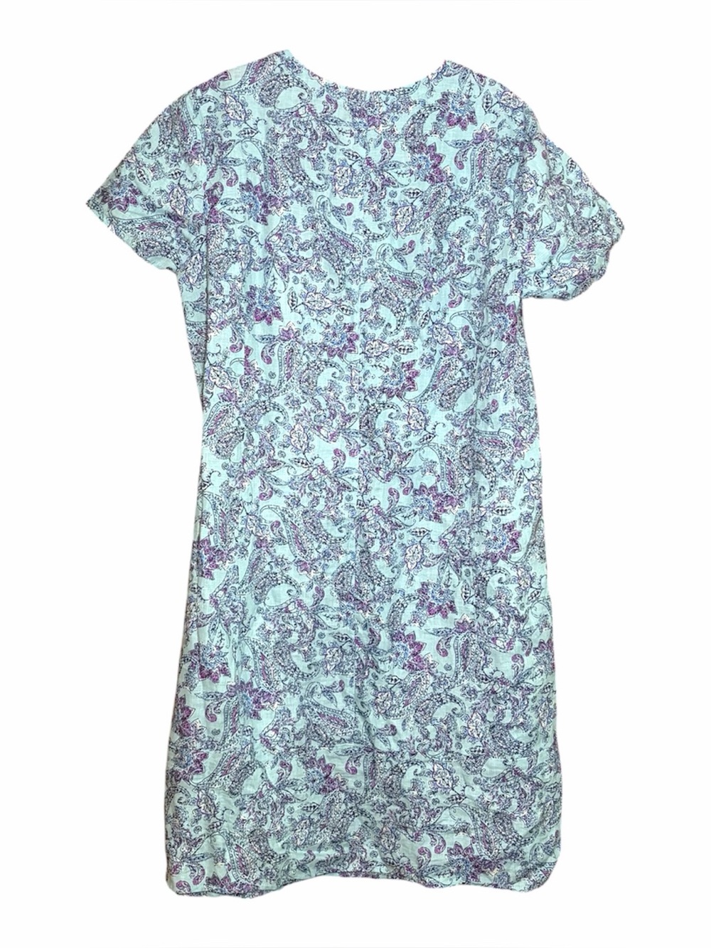 J.Jill 100% Linen Dress XL Blue Gray Abstract Print V Neck Relaxed Boho Minimali - Picture 3 of 5